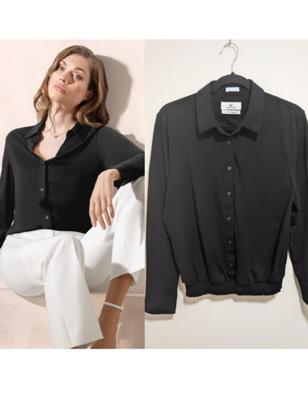 Buttercloth | Pre-Tucked Fit Long Sleeve Shirt In Black